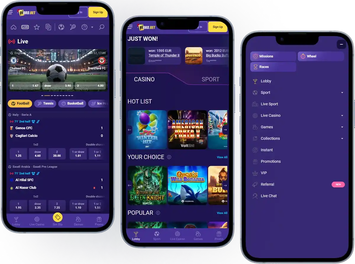 VibroBet Casino App Screenshot